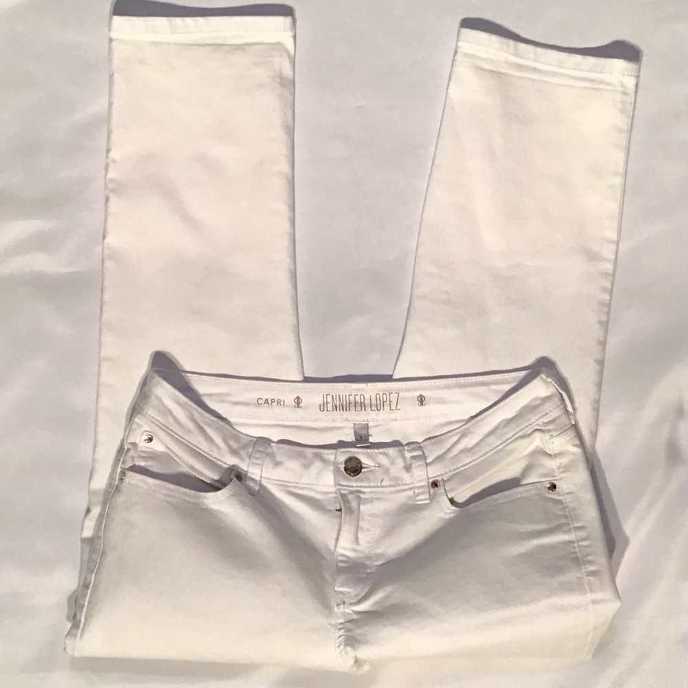 Jennifer Lopez Skinny Capri Jeans Women's Size 8 White Denim Stretch